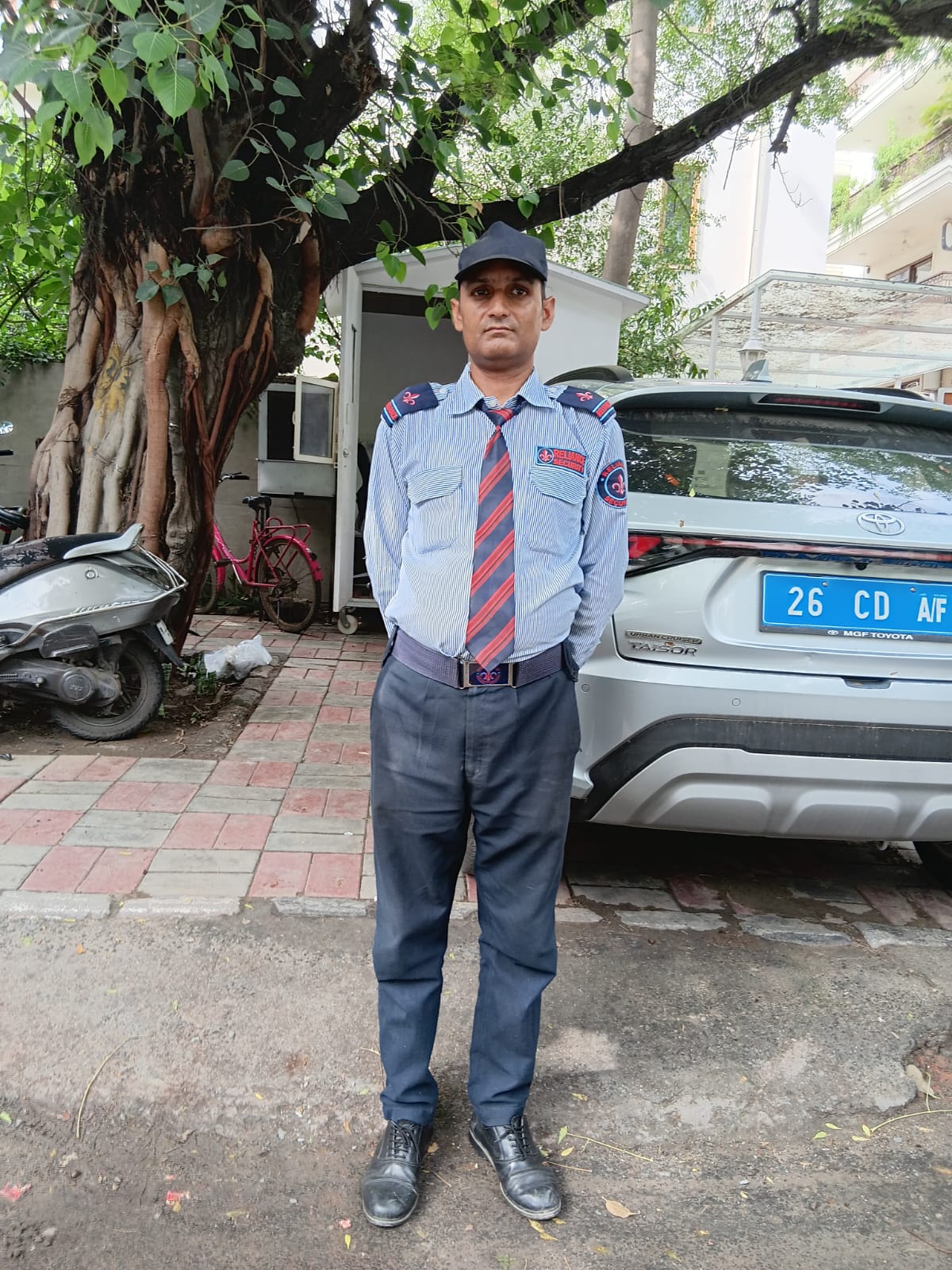 Reliance Security guard on duty at a diplomatic residence
